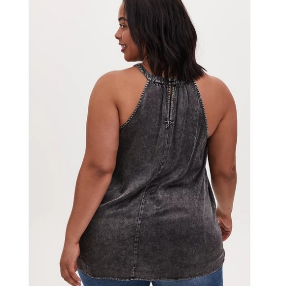 TORRID NWT Black Mineral Wash Satin Charmeuse Goddess Tank Size 0 - Picture 6 of 7